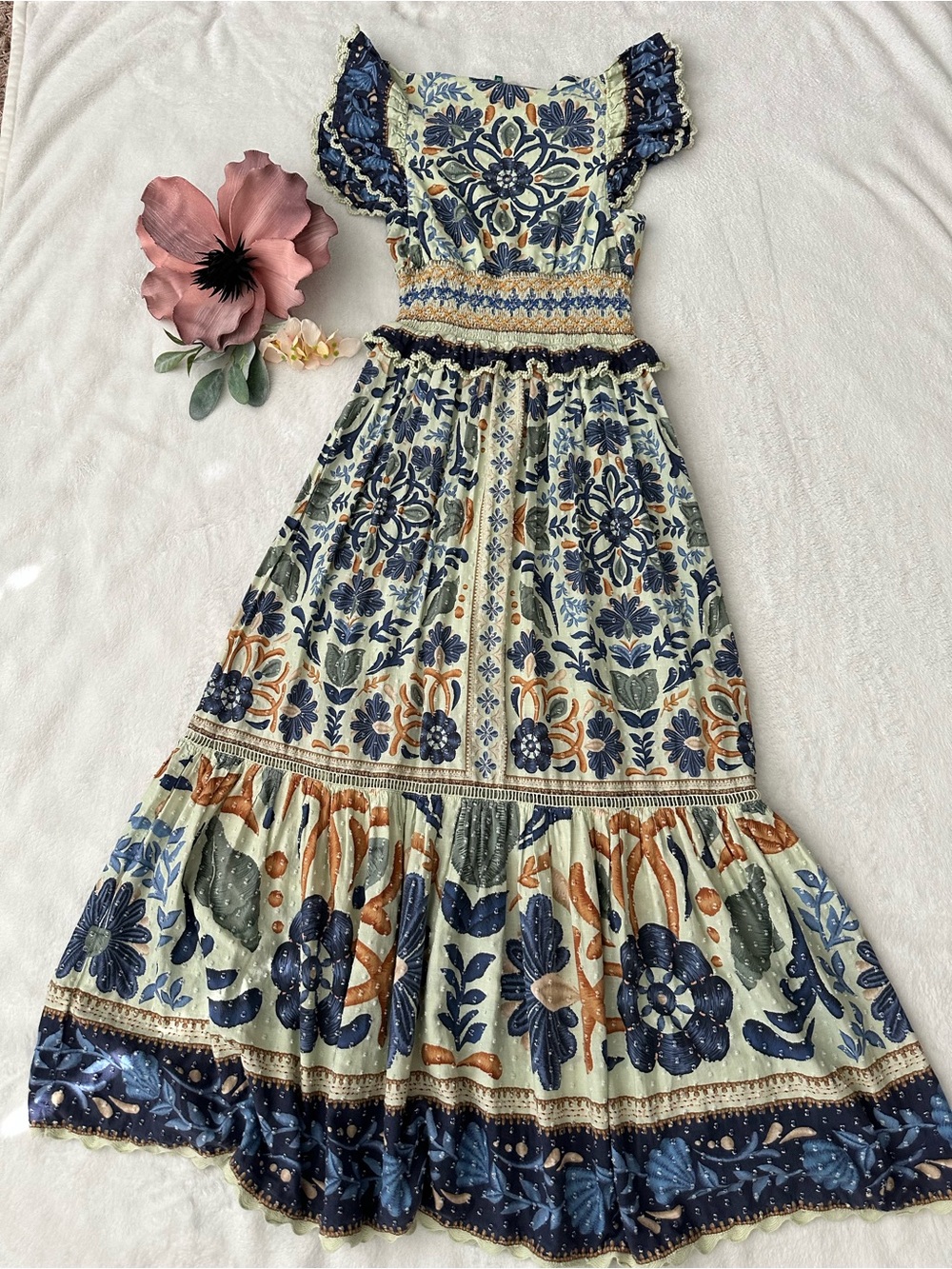 Farm Rio Ocean Tapestry Maxi Dress size X-Small - Picture 4 of 14